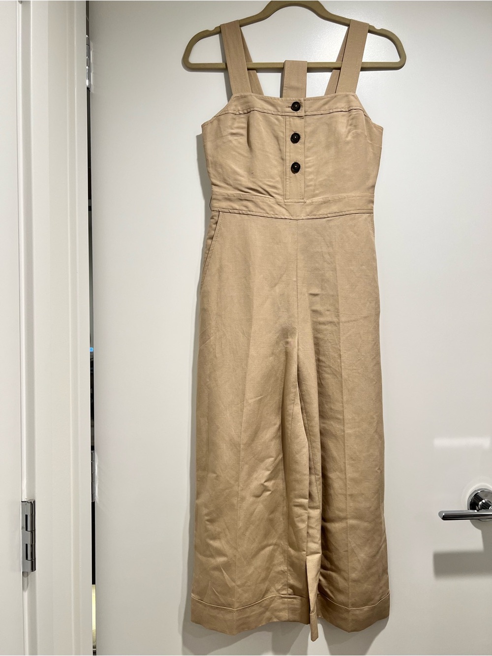 Banana republic Beige Wide-Leg Jumpsuit with Button Front